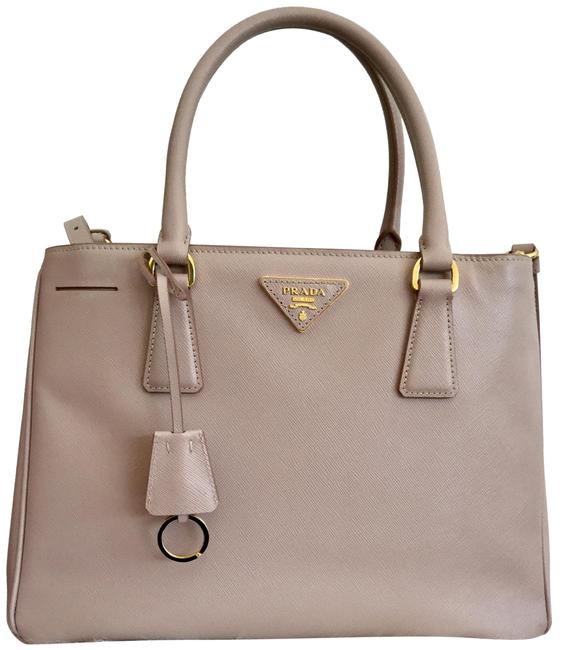 Prada Lux Tote Cammeo Nude Color Saffiano Leather Satchel