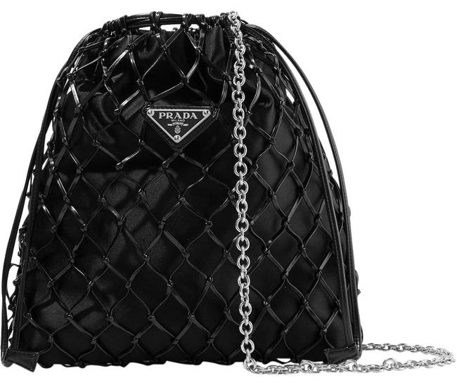 Prada Bucket Macrame Leather and Satin Hobo Bag