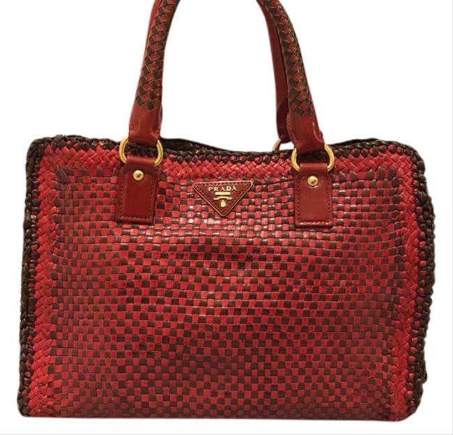 Prada Madras Red Leather Satchel