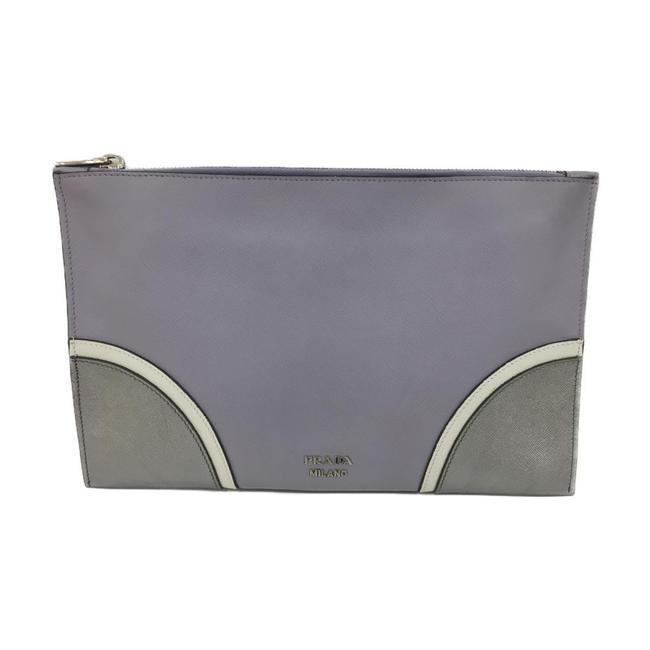 Prada Mens Womens Second Bp868l Purple Leather Clutch