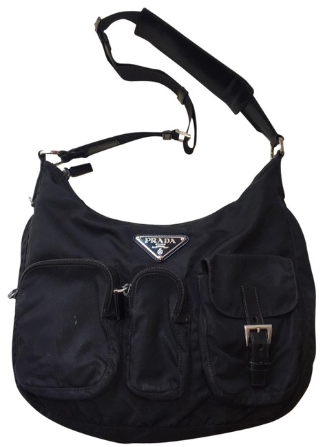 Prada Messenger HoboMessenger Black Nylon Hobo Bag
