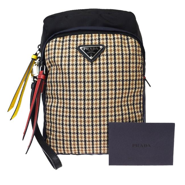 Prada Milano Hand Black Navy Blue Brown Nylon Leather Clutch