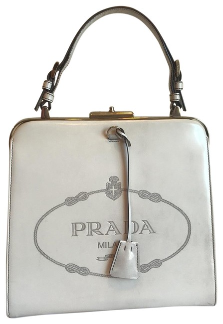 Prada Milano Quarzo Gray Marble Leather Satchel
