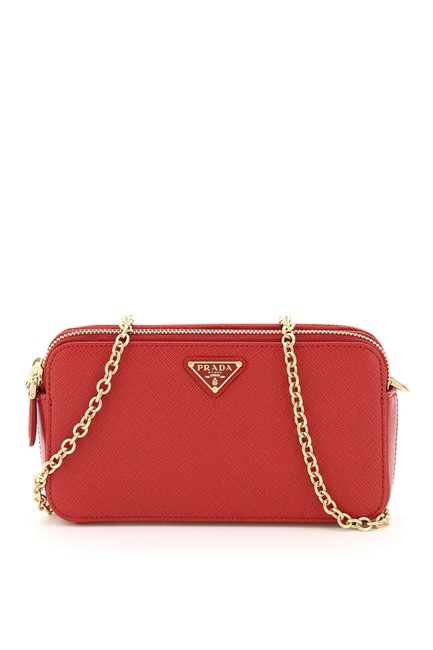 Prada Mini Bag Double Chain Red Clutch