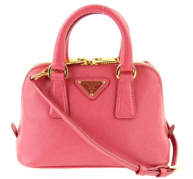 Prada Promenade Mini Pink Saffiano Leather Satchel