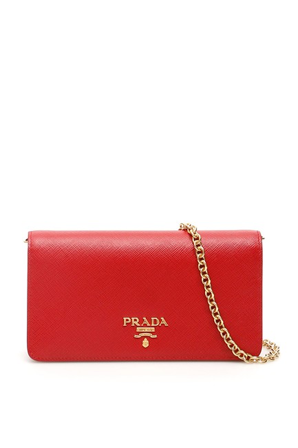 Prada Minibag with Chain Red Clutch