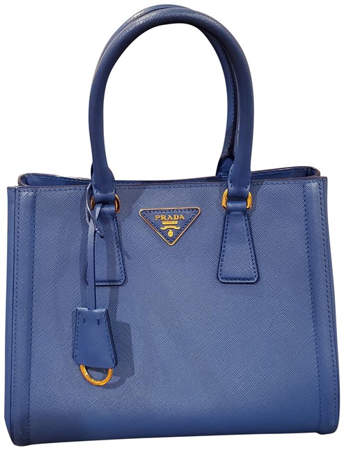 Prada Monochrome Blue Saffiano Leather Satchel
