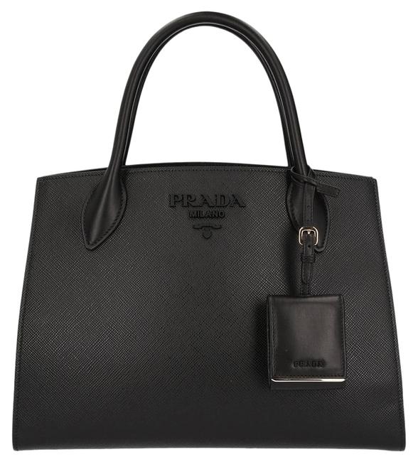 Prada Monochrome Handbag Black Leather Satchel