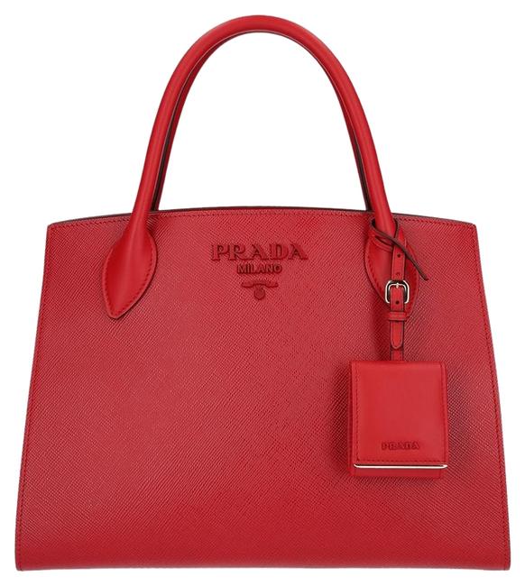 Prada Monochrome Handbag Red Leather Satchel