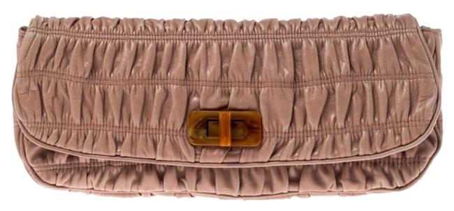 Prada Nappa Gaufre Beige Leather Clutch