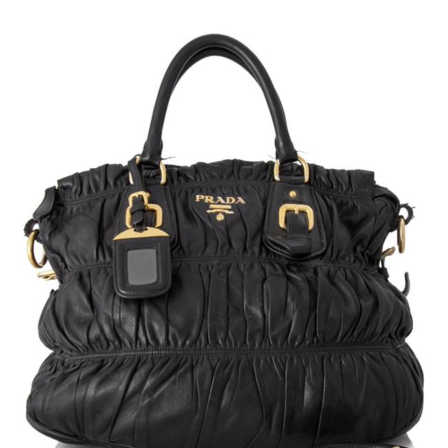 Prada Nappa Gaufre Black Leather Satchel