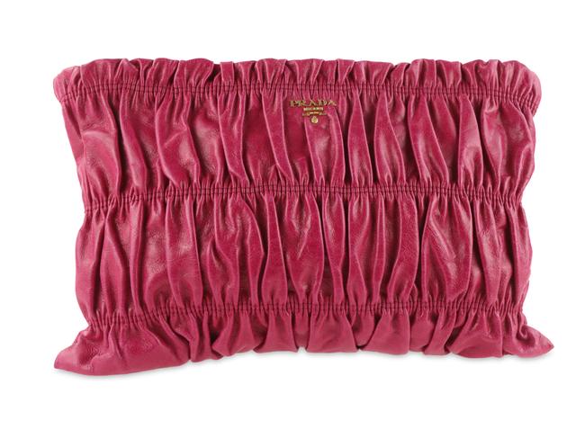 Prada Nappa Gaufre Pink Leather Clutch