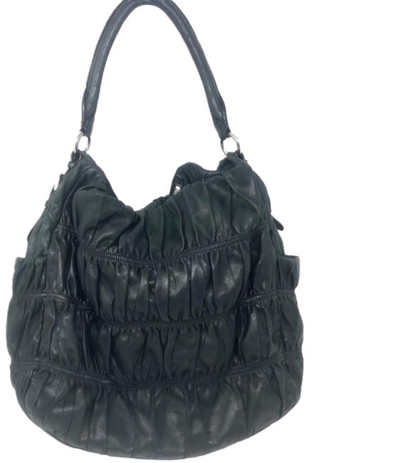 Prada Nappa Gaufre Sacca Pocket Black Leather Hobo Bag