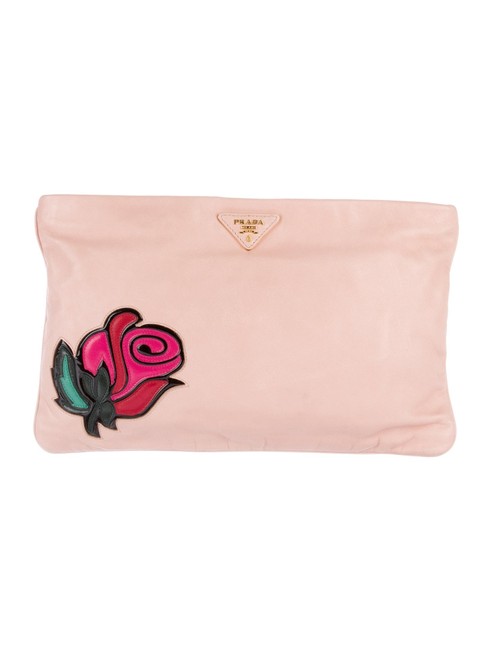 Prada Nappa Rose Blush Pink Lambskin Leather Clutch