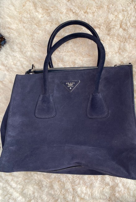 Prada Navy Suede Satchel