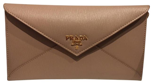 Prada New Envelope Textured Cammeo Leather Clutch