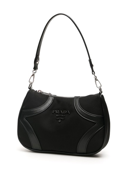 Prada Sn Mini Black PolyamideLeather Hobo Bag