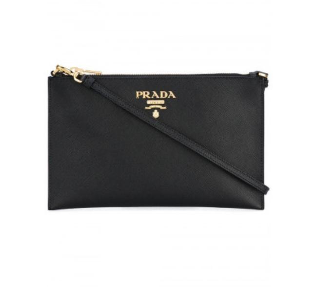 Prada New Saffiano Gr Black Leather Clutch