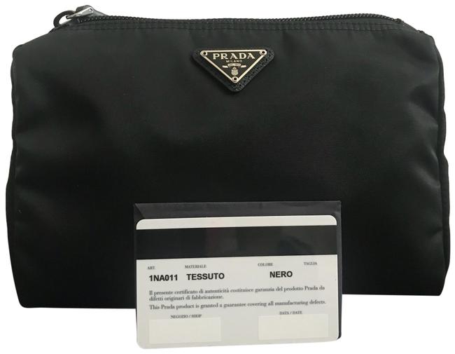 Prada Nylon Pouch Black Microfiber Clutch