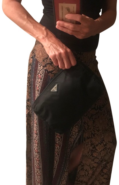 Prada Nylon Tessuto Black Microfiber Clutch
