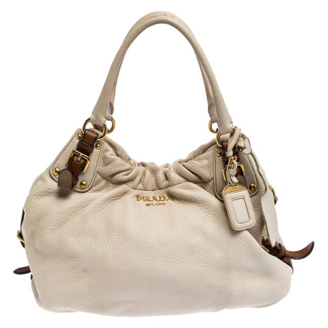 Prada Off white Buckle White Leather Satchel