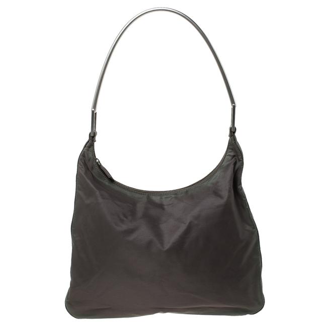 Prada Olive Metal Handle Green Nylon Hobo Bag