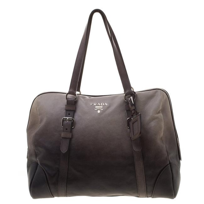 Prada Ombre Glace Calf Tote Grey Leather Satchel