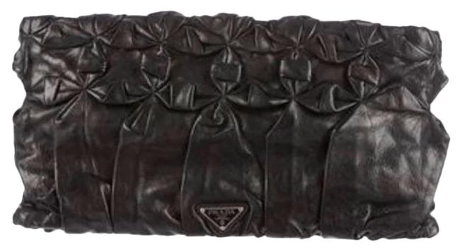 Prada Origami Pleated Black Nappa Leather Clutch