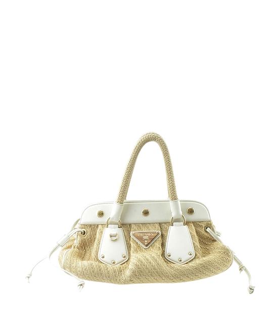 Prada Paglia Raffia  Leather 172933 Beige Straw Satchel