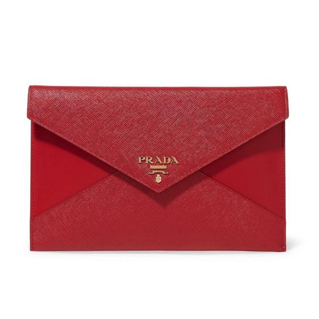 Prada Paneled Leather Pouch Clutch