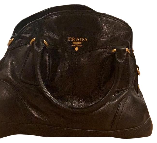 Prada Pattina Sotto Black Leather Satchel