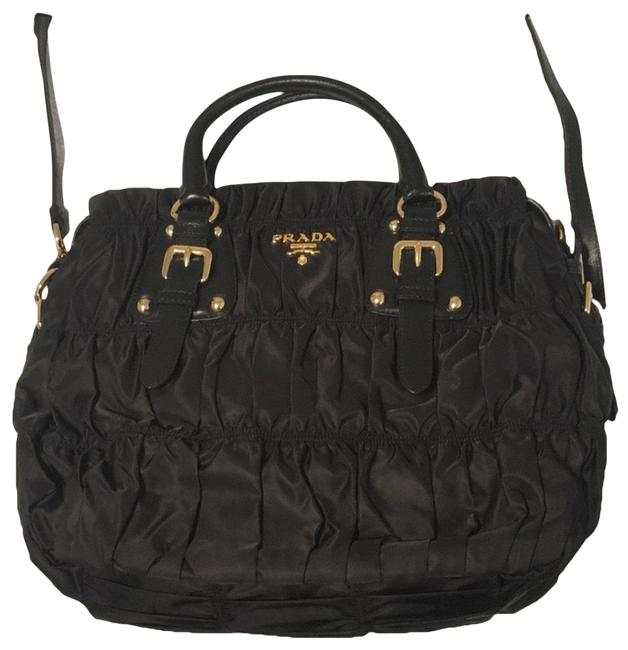 Prada Portafoglio Lmaoo Tessuto Stampat Bn1336 Black Nylon Satchel