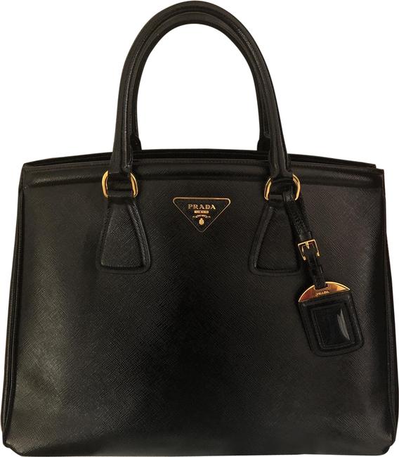 Prada Prada City Shopper Black Saffiano Leather Satchel