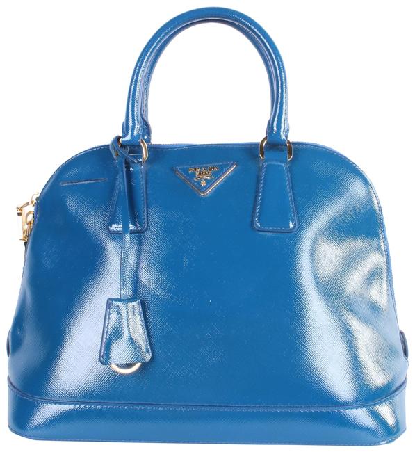 Prada Promenade Blue Saffiano Leather Satchel