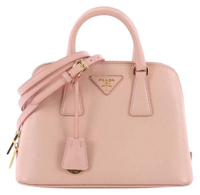 Prada Promenade Handbag Saffiano Small Pink Leather Satchel