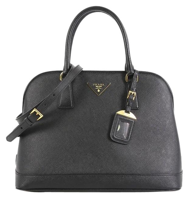 Prada Promenade Open Saffiano Medium Black Leather Satchel