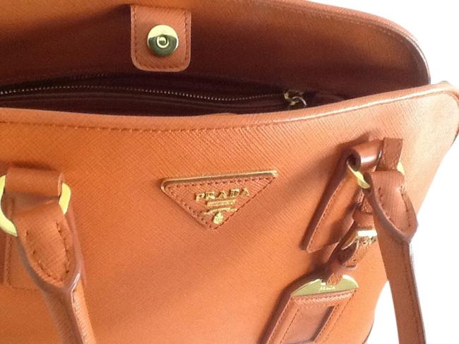 Prada Crossbody Promenade Saffiano Handle Or Orange Leather Satchel