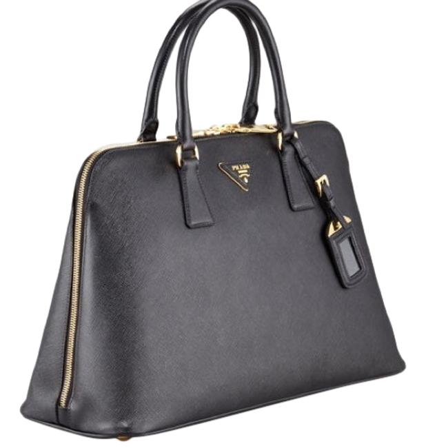 Prada Promenade Lux Saffiano Large Black Leather Satchel