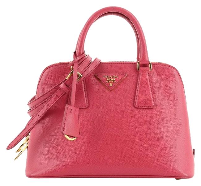 Prada Promenade Saffiano Small Pink Leather Satchel