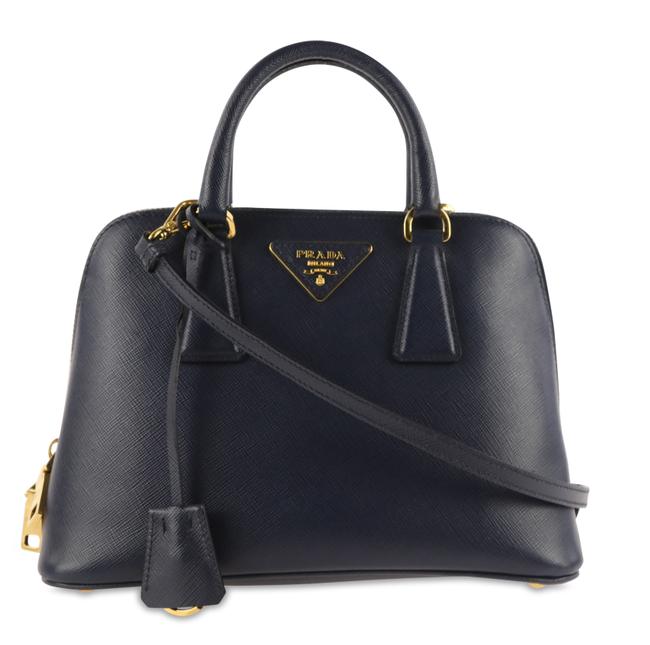 Prada Promenade Small Blue Saffiano Leather Satchel