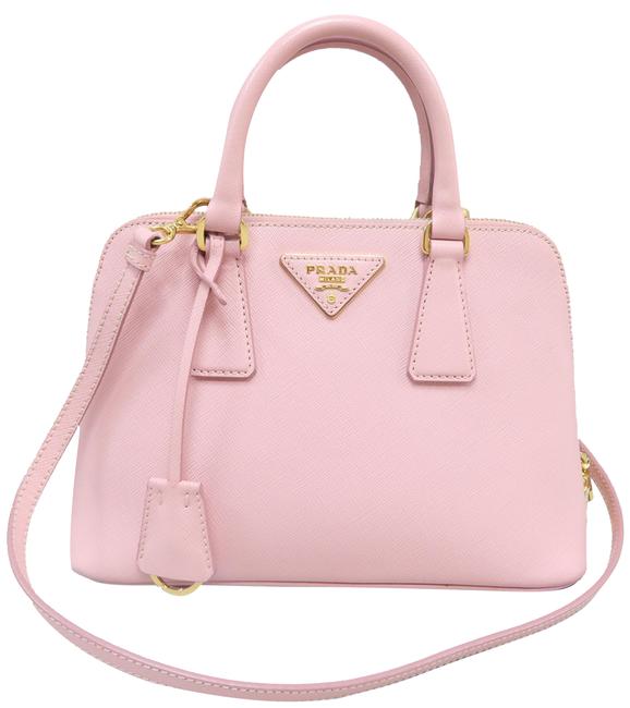 Prada Promenade Small Vernice Pink Saffiano Leather Satchel