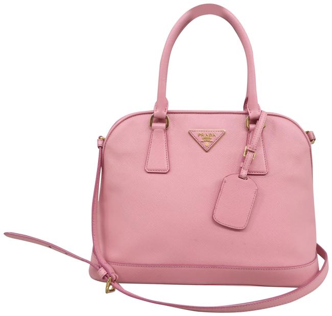 Prada Promenade Vernice Pink Saffiano Leather Satchel