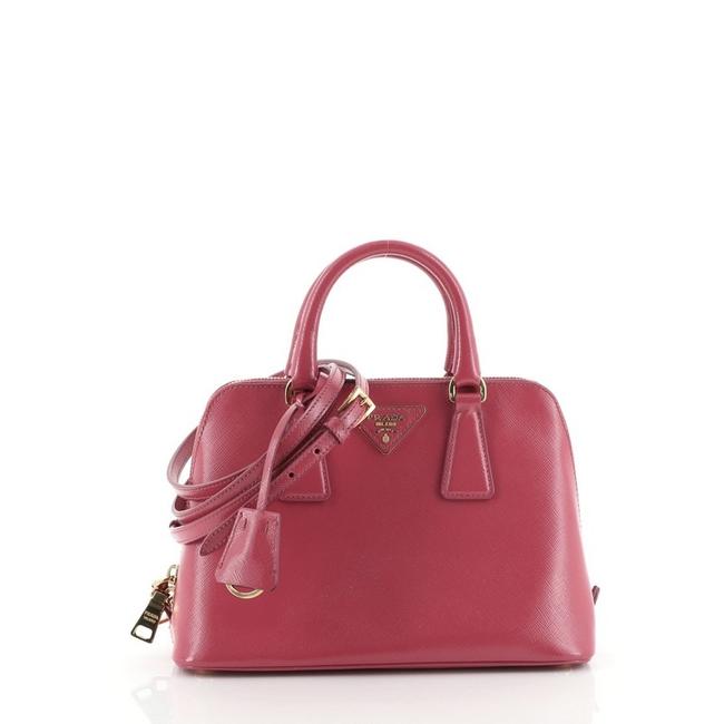 Prada Promenade Vernice Saffiano Small Pink Leather Satchel