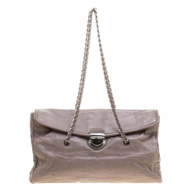 Prada Push Lock Grey Leather Satchel