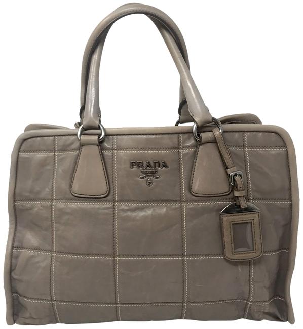 Prada Quilted 2Way Greige Nappa Leather Satchel
