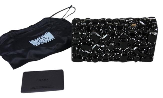 Prada Raso Black Stone Clutch