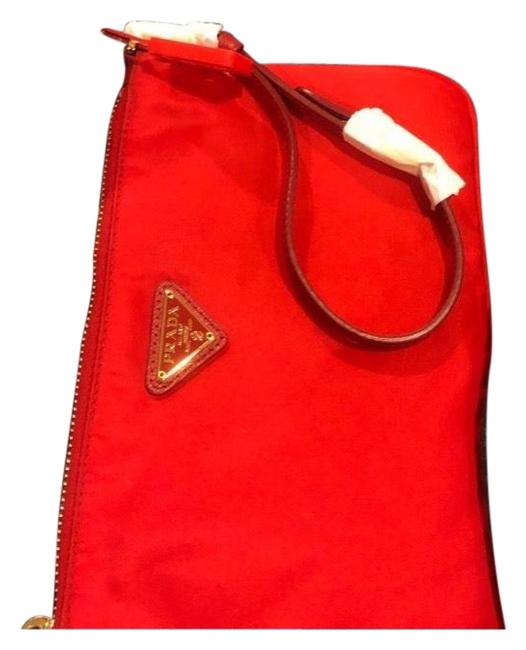 Prada Red Nylon Clutch
