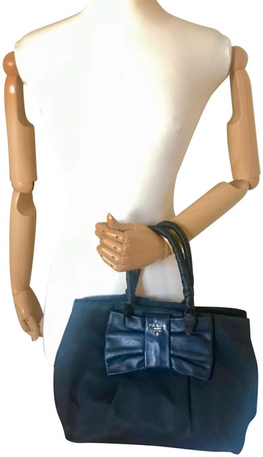 Prada Ribbon Canvas Black Satchel