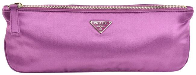 Prada Rich Violet Satin  Logo Qy Clutch