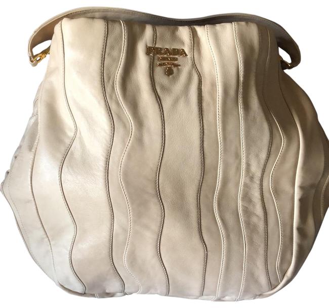 Prada Runway Cream Lambskin Leather Hobo Bag